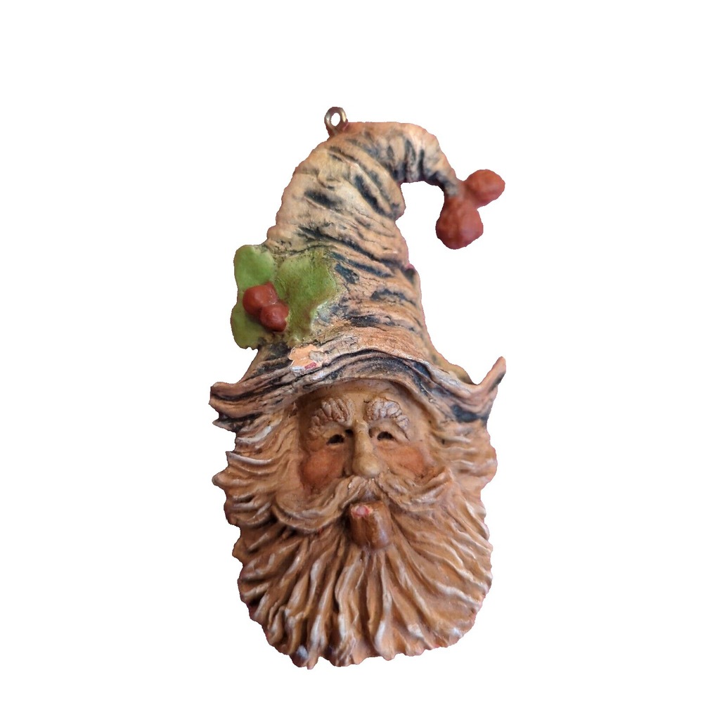 Vintage Stephen Herrero Knot Noggin Faux Wood 3 3/4" Figure ornament YULE Santa